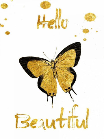 Hello White Modern Wood Framed Art Print with Double Matting by Lewis, Sheldon