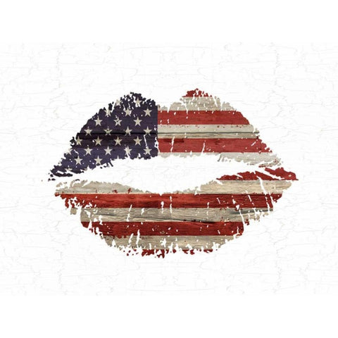 American Kiss Black Modern Wood Framed Art Print with Double Matting by Lewis, Sheldon