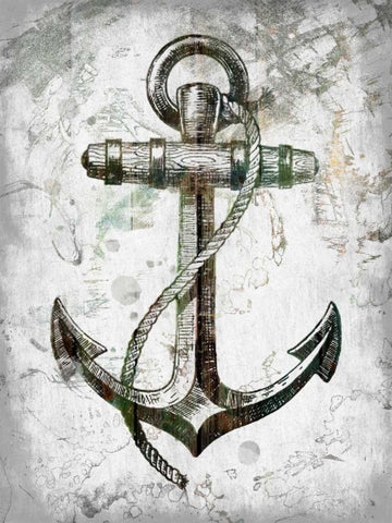 Anchors Away Black Ornate Wood Framed Art Print with Double Matting by Lewis, Sheldon