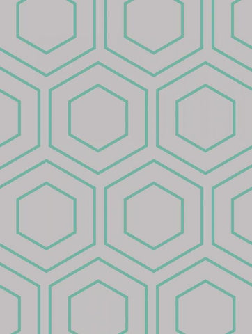 Geo Teal Grey White Modern Wood Framed Art Print with Double Matting by Lewis, Sheldon