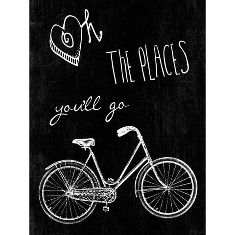 Oh The Places Youll Go Black Modern Wood Framed Art Print with Double Matting by Lewis, Sheldon