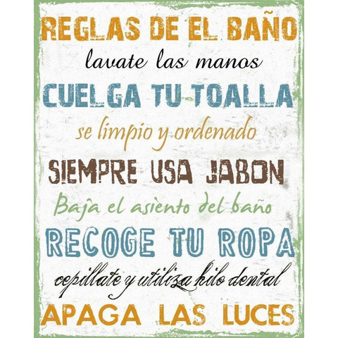 Spanish Bath Rules Gold Ornate Wood Framed Art Print with Double Matting by Lewis, Sheldon