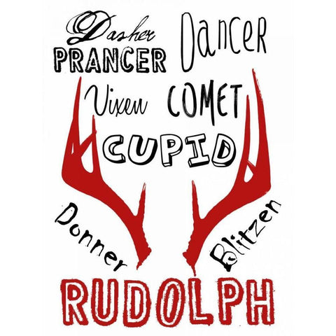 Santas Reindeer Black Modern Wood Framed Art Print with Double Matting by Lewis, Sheldon