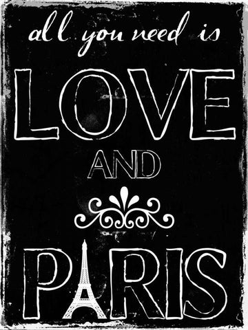 Love And Paris BW White Modern Wood Framed Art Print with Double Matting by Lewis, Sheldon