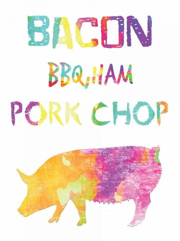Delicious Pig White Modern Wood Framed Art Print with Double Matting by Lewis, Sheldon
