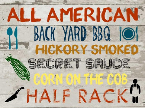 American BBQ Board White Modern Wood Framed Art Print with Double Matting by Lewis, Sheldon