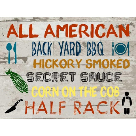 American BBQ Board Black Modern Wood Framed Art Print by Lewis, Sheldon