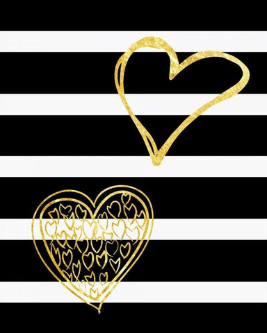 Lovers Hearts Black Ornate Wood Framed Art Print with Double Matting by Lewis, Sheldon