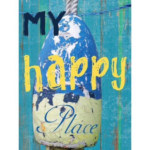 Happy Place Gold Ornate Wood Framed Art Print with Double Matting by Lewis, Sheldon