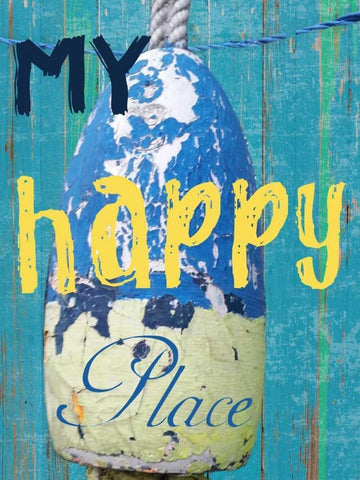 Happy Place White Modern Wood Framed Art Print with Double Matting by Lewis, Sheldon