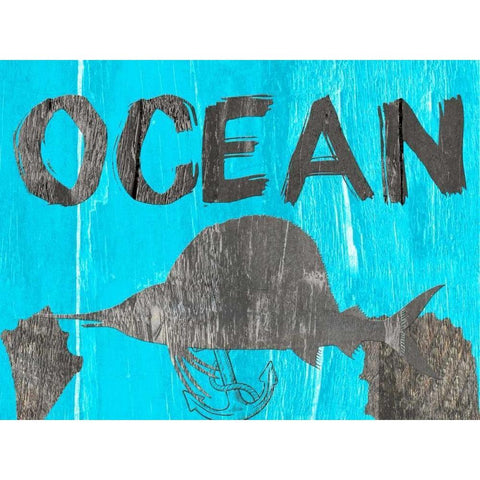 Ocean Blue Black Modern Wood Framed Art Print with Double Matting by Lewis, Sheldon