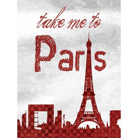 Red Paris White Modern Wood Framed Art Print by Lewis, Sheldon