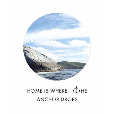 Where The Anchor Drops White Modern Wood Framed Art Print by Lewis, Sheldon