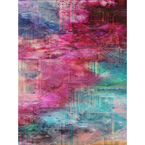 Third Dimensional Color Drift Black Modern Wood Framed Art Print with Double Matting by Lewis, Sheldon