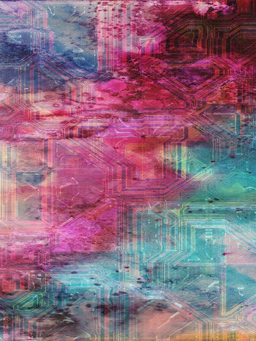 Third Dimensional Color Drift White Modern Wood Framed Art Print with Double Matting by Lewis, Sheldon