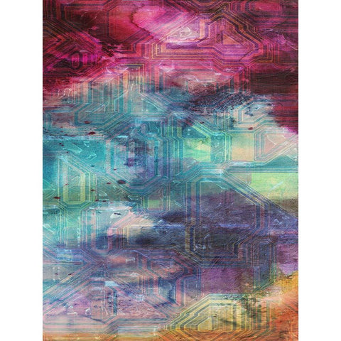 Fifth Dimensional Color Drift Black Modern Wood Framed Art Print with Double Matting by Lewis, Sheldon