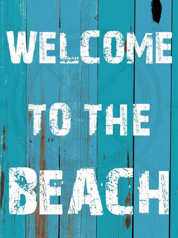 Welcome To The Beach White Modern Wood Framed Art Print with Double Matting by Lewis, Sheldon