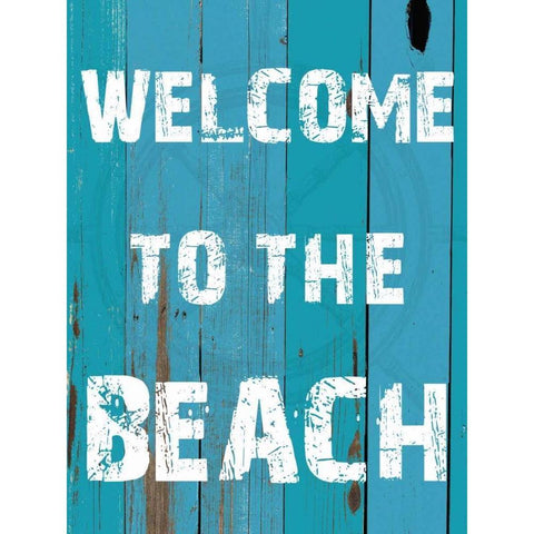 Welcome To The Beach Gold Ornate Wood Framed Art Print with Double Matting by Lewis, Sheldon