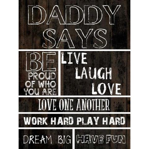 Dad Says 1 White Modern Wood Framed Art Print by Lewis, Sheldon