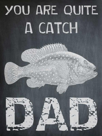 You Are A Catch Dad White Modern Wood Framed Art Print with Double Matting by Lewis, Sheldon