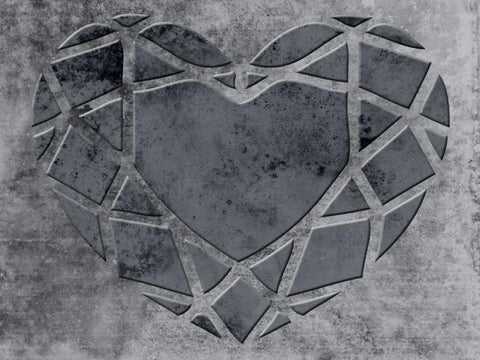 Transitional Geo Heart White Modern Wood Framed Art Print with Double Matting by Lewis, Sheldon