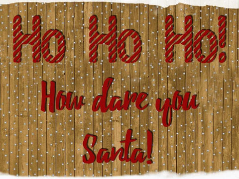 How Dare You Santa Black Ornate Wood Framed Art Print with Double Matting by Lewis, Sheldon