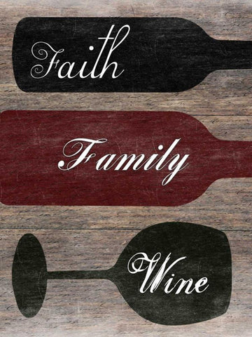 Faith Family Wine White Modern Wood Framed Art Print with Double Matting by Lewis, Sheldon