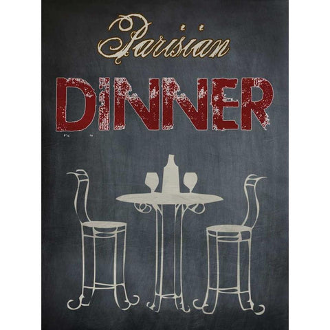 Parisian Dinner Cream Black Modern Wood Framed Art Print with Double Matting by Lewis, Sheldon