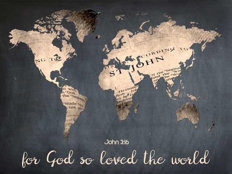 For God So Loved The World Black Ornate Wood Framed Art Print with Double Matting by Lewis, Sheldon