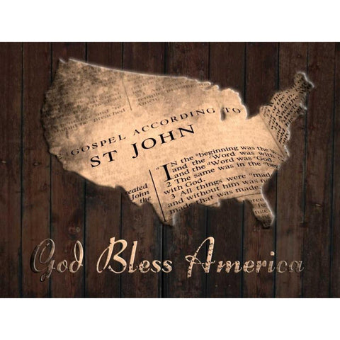 God Bless America Black Modern Wood Framed Art Print with Double Matting by Lewis, Sheldon