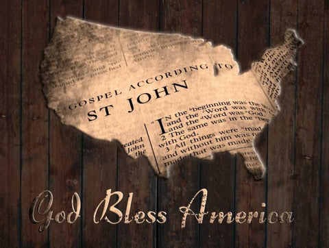 God Bless America Black Ornate Wood Framed Art Print with Double Matting by Lewis, Sheldon