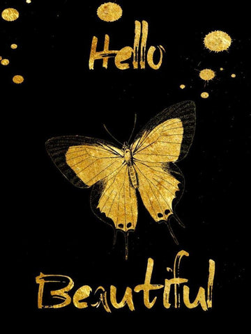 Hello White Modern Wood Framed Art Print with Double Matting by Lewis, Sheldon