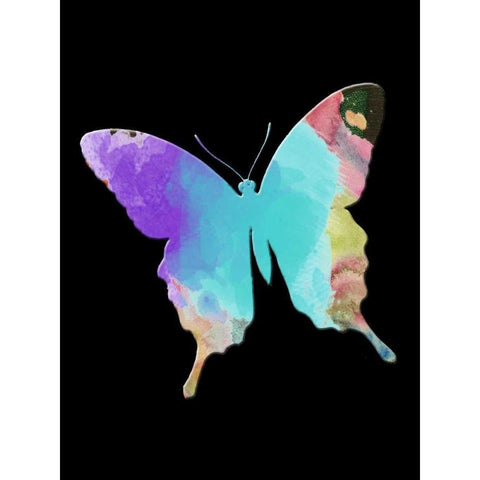 Butterfly Watercolor Black Modern Wood Framed Art Print by Lewis, Sheldon