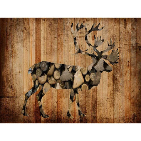 Deer Woods White Modern Wood Framed Art Print by Lewis, Sheldon