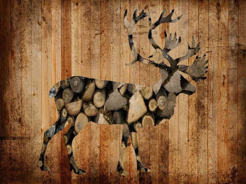 Deer Woods White Modern Wood Framed Art Print with Double Matting by Lewis, Sheldon