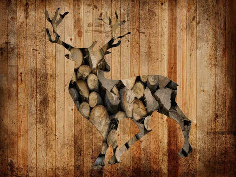 Deer Woods 2 Black Ornate Wood Framed Art Print with Double Matting by Lewis, Sheldon