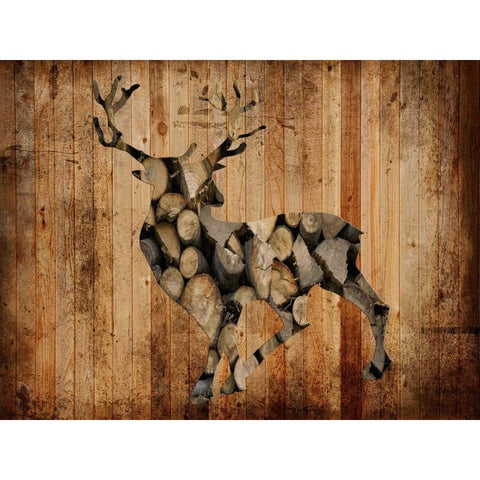 Deer Woods 2 White Modern Wood Framed Art Print by Lewis, Sheldon