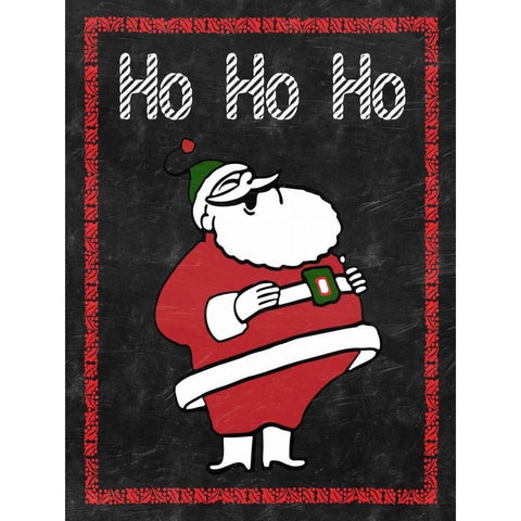 HO HO HO Black Modern Wood Framed Art Print with Double Matting by Lewis, Sheldon