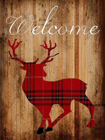 Holiday Deer White Modern Wood Framed Art Print with Double Matting by Lewis, Sheldon