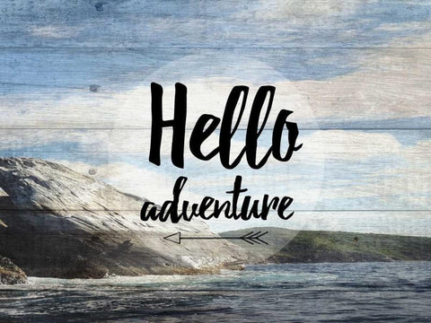 Hello Adventure White Modern Wood Framed Art Print with Double Matting by Lewis, Sheldon