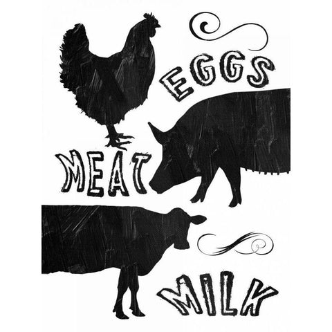 Local Eggs Meat Milk White Modern Wood Framed Art Print by Lewis, Sheldon