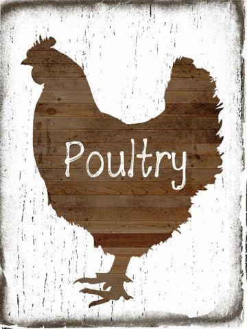 Poultry Butcher Block White Modern Wood Framed Art Print with Double Matting by Lewis, Sheldon