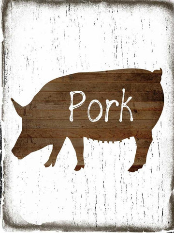 Pork Butcher Block White Modern Wood Framed Art Print with Double Matting by Lewis, Sheldon