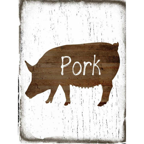 Pork Butcher Block Black Modern Wood Framed Art Print by Lewis, Sheldon