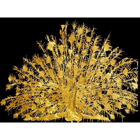 Golden Peacock 4 Gold Ornate Wood Framed Art Print with Double Matting by Lewis, Sheldon