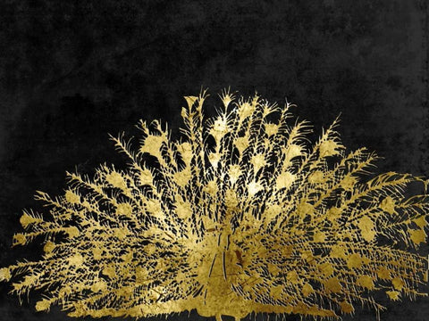 Golden Peacock 2 Black Ornate Wood Framed Art Print with Double Matting by Lewis, Sheldon