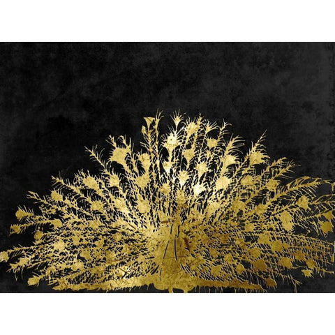 Golden Peacock 2 Black Modern Wood Framed Art Print by Lewis, Sheldon