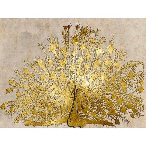 Ivory Coast Peacock Gold Ornate Wood Framed Art Print with Double Matting by Lewis, Sheldon