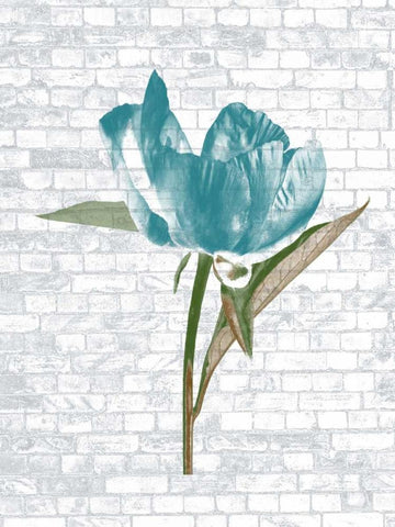 Blue Brick Floral Black Ornate Wood Framed Art Print with Double Matting by Lewis, Sheldon