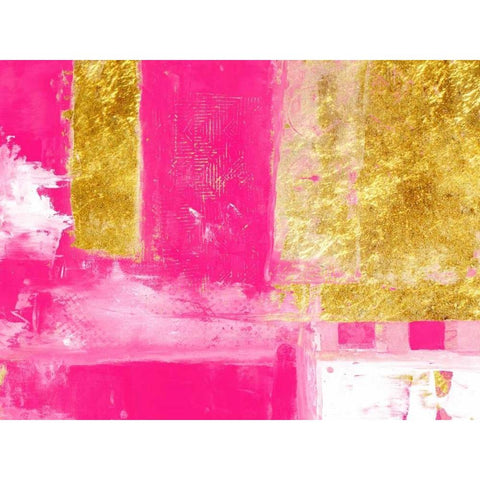 Mesmerizing Pink And Gold Black Modern Wood Framed Art Print by Lewis, Sheldon